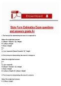 State Farm Estimatics Exam questions and answers grade A&plus;&NewLine;