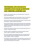 TENNESSEE LIFE INSURANCE&NewLine;CERTIFICATION EXAM QUESTIONS&NewLine;AND VERIFIED ANSWERS 2026