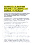 TENNESSEE LIFE INSURANCE&NewLine;PRACTICE EXAM QUESTIONS AND&NewLine;DETAILED SOLUTIONS 2026 
