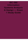  ISC-560 Information Systems Analysis and Design Exam 1 Study Guide Key Concepts SDLC Requirements Analysis UML and System Modeling Workbook 2025&sol; 2026