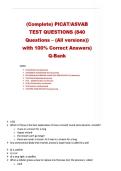 &lpar;Complete&rpar; PICAT&sol;ASVAB TEST QUESTIONS &lpar;840 Questions &ndash; &lpar;All versions&rpar;&rpar; with 100&percnt; Correct Answers&rpar; Q-Bank&NewLine;