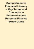 Comprehensive Financial Literacy Key Terms and Concepts in Economics and Personal Finance Study Guide Budgeting Saving Credit and Investment Workbook 2025&sol; 2026