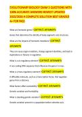 EVOLUTIONARY BIOLOGY EXAM 3 QUESTIONS WITH 100&percnt; ACCURATE ANSWERS NEWEST UPDATED 2025&sol;2026 A COMPLETE SOLUTION BEST GRADED A&plus; FOR PASS