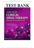 Test Bank For Abrams&rsquo; Clinical Drug Therapy Rationales for Nursing Practice 12th Edition Geralyn Frandsen ISBN&colon;978-1975136130&vert;1 - 61 Chapter With Rationals&NewLine;
