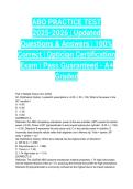 ABO PRACTICE TEST 2025-2026 &vert; Updated Questions & Answers &vert; 100&percnt; Correct &vert; Optician Certification Exam &vert; Pass Guaranteed - A&plus; Graded