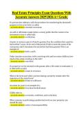Real Estate Principles Exam Questions With &NewLine;Accurate Answers 20252026 A&plus; Grade&period; 