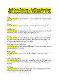 Real Estate Principles Final Exam Questions &NewLine;With Accurate Solutions 20252026 A&plus; Grade 