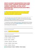 INTUIT ACADEMY BOOKKEEPING EXAM 2026 STUDY GUIDE &vert; VERIFIED QUESTIONS & 100&percnt; CORRECT ANSWERS &vert; ACTUAL INTUIT BOOKKEEPING CERTIFICATION EXAM PREP &vert; UPDATED 2026
