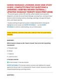 HAWAII MASSAGE LICENSING EXAM 2026 STUDY GUIDE &vert; COMPLETE PRACTICE QUESTIONS & ANSWERS &vert; VERIFIED REVIEW MATERIAL &vert; UPDATED MASSAGE THERAPY EXAM PREP &lpar;2026&rpar;