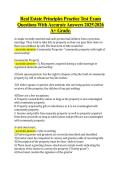 Real Estate Principles Practice Test Exam &NewLine;Questions With Accurate Answers 20252026 &NewLine;A&plus; Grade&period; 