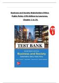 Test Bank &ndash; Business and Society&colon; Stakeholders&comma; Ethics&comma; Public Policy &lpar;17th Edition by Lawrence & Weber&rpar; &ndash; Chapters 1&ndash;19 Complete&NewLine;
