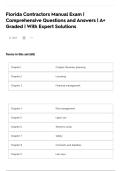Florida Contractors Manual Exam &vert; Comprehensive Questions and Answers &vert; A&plus; Graded &vert; With Expert Solutions