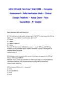 HESI DOSAGE CALCULATION EXAM &ndash; 2026&sol;2027 Complete Assessment &ndash; Safe Medication Math &ndash; Clinical Dosage Problems &ndash; Actual Exam &ndash; Pass Guaranteed - A&plus; Graded