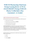 NURS 251 Pharmacology Final Exam Portage Learning Review ACTUAL EXAM 2026&sol;2027 &vert; Portage NURS 251 Pharm &vert; Verified Q&A &vert; Pass Guaranteed - A&plus; Graded
