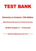 Test Bank for Chemistry in Context&comma; 10th Edition 2024 Released By American Chemical Society &vert; Chapters 1&ndash;14 &vert; Instant PDF Download