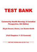 Test Bank for Community Health Nursing&colon; A Canadian Perspective&comma; 6th Edition by Aliyah Dosani &vert; Chapters 1&ndash;33 &vert; Instant PDF Download