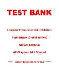 Test Bank For Computer Organization and Architecture 11th Edition &lpar;Global Edition&rpar; By William Stallings &vert; Chapters 1&ndash;21 &vert; Instant PDF Download