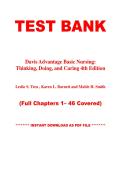 Test Bank for Davis Advantage Basic Nursing&colon; Thinking&comma; Doing&comma; and Caring 4th Edition by Leslie S&period; Trea &comma; Karen L&period; Barnett and Mable H&period; Smith &vert; Chapters 1&ndash;40 &vert; Instant PDF Download