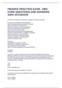 FINANCE PRACTICE EXAM - HBS CORE QUESTIONS AND ANSWERS 100&percnt; ACCURATE