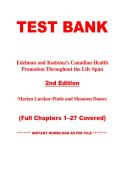 Test Bank for Edelman and Kudzma's Canadian Health Promotion Throughout the Life Span&comma; 2nd Edition &vert; Luctkar-Flude&comma; Tyerman & Dames &vert; Chapters 1&ndash;27 &vert; Instant PDF Download