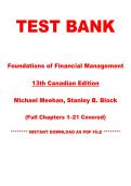 Test Bank for Foundations Of Financial Management&comma; 13th Canadian Edition by Stanley B&period; Block &vert; Chapters 1&ndash;21 &vert; Instant PDF Download