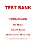 Test Bank for Human Anatomy&comma; 6th Edition by Kenneth Saladin &vert; Chapters 1&ndash;26 &vert; Instant PDF Download