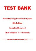 Test Bank for Human Physiology&colon; From Cells to Systems&comma; 8th Edition by Lauralee Sherwood &vert; Chapters 1&ndash;17 &vert; Instant PDF Download