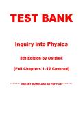 TEST BANK For Inquiry into Physics&comma; 8th Edition by Ostdiek &vert; Chapters 1&ndash;12 &vert; Instant PDF Download&NewLine;