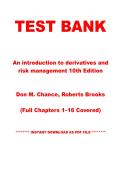 Test Bank &mdash; Introduction to Derivatives and Risk Management&comma; 10th Edition &vert; Don M&period; Chance & Robert Brooks &vert; Chapters 1&ndash;15 &vert; Instant PDF Download