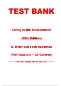 Test Bank for Living in the Environment 18th Edition by G&period; Tyler Miller &vert; Chapters 1&ndash;25 &vert; Instant PDF Download