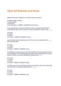 Open AZ Statutes and Rules Questions And Answers Rated A&plus; New Update Assured Satisfaction