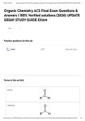 Organic Chemistry ACS Final Exam Questions & Answers &vert; 100&percnt; Verified solutions &lpar;2026&rpar; UPDATE &vert;2026&excl;&excl; STUDY GUIDE EXAM&NewLine;&NewLine;
