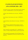 CSAMS EXAM QUESTIONS &NewLine;AND ANSWERS 2026 - 2027 