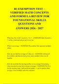 R1 EXEMPTION TEST &ndash; &NewLine;VERIFIED MATH CONCEPTS &NewLine;AND FORMULA REVIEW FOR &NewLine;FOUNDATIONAL SKILLS &NewLine;QUESTIONS AND &NewLine;ANSWERS 2026 - 2027