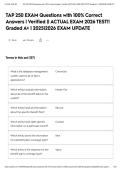 TAP 250 EXAM Questions with 100&percnt; Correct Answers &vert; Verified &vert;&vert; ACTUAL EXAM 2026 TEST&excl;&excl; Graded A&plus; &vert; 2025&vert;2026 EXAM UPDATE&NewLine;&NewLine;