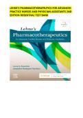 LEHNE&rsquo;S PHARMACOTHERAPEUTICS FOR ADVANCED PRACTICE NURSES AND PHYSICIAN ASSISTANTS 2ND EDITION ROSENTHAL TEST BANK