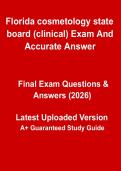 Florida Cosmetology State Board &lpar;Clinical&rpar; Exam&colon; Practice Questions&comma; Accurate Answers & Study Guide PDF