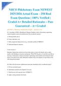 NHCO Phlebotomy Exam NEWEST 2025&sol;2026 Actual Exam &ndash; 250 Real Exam Questions &vert; 100&percnt; Verified &vert; Graded A&plus; Detailed Rationales &ndash; Pass Guaranteed &ndash; A&plus; Graded&NewLine;&NewLine;