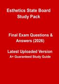 Esthetics State Board Exam 2026 Complete Study Guide &vert; Practice Questions & Verified Answers PDF