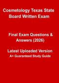 Texas Cosmetology State Board Written Exam 2026 &vert; Practice Questions & Study Guide PDF