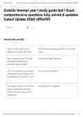 Outside lineman year 1 study guide test 1 Exam comprehensive questions fully solved & updated &lpar;Latest Update 2026&rpar; UPDATE&excl;&excl;&NewLine;&NewLine;