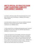 ABCTE SPECIAL ED PRACTICE EXAM 1 AND 2 QUESTIONS COMPLETE WITH CORRECT ANSWERS