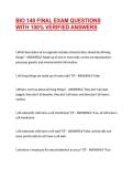 BIO 148 FINAL EXAM QUESTIONS WITH 100&percnt; VERIFIED ANSWERS