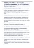 Michigan Builder 2 Residential Contractors License Exam Questions and Answers Study Guide Verified Solution