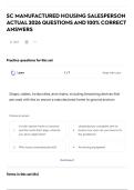 SC MANUFACTURED HOUSING SALESPERSON ACTUAL 2026 QUESTIONS AND 100&percnt; CORRECT ANSWERS