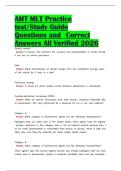 AMT MLT Practice test&sol;Study Guide Questions and &Tab;Correct Answers All Verified 2026