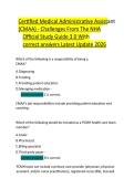 Certified Medical Administrative Assistant CMAA Exam Questions and Answers Study Guide Verified Solutions