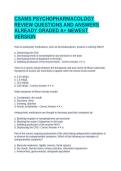 CSAMS PSYCHOPHARMACOLOGY REVIEW QUESTIONS AND ANSWERS ALREADY GRADED A&plus; NEWEST VERSION