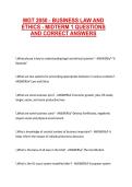 MGT 2050 - BUSINESS LAW AND ETHICS - MIDTERM 1 QUESTIONS AND CORRECT ANSWERS