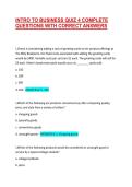 INTRO TO BUSINESS QUIZ 4 COMPLETE QUESTIONS WITH CORRECT ANSWERS